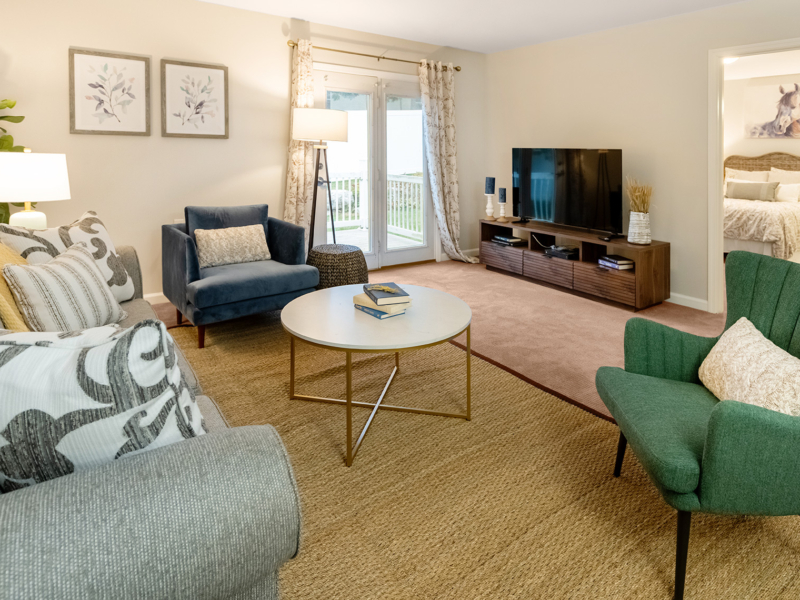 The living room of a villa at The Emerson at St. Peters